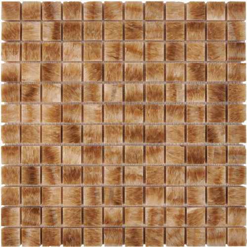 Мозаика Pixel mosaic PIX205 из оникса Honey onyx 30.5x30.5 коричневая полированная под оникс, чип 23x23 мм квадратный