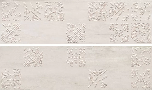Настенная плитка Ibero Sospiro Dec.Artisan White Rec-Bis 29x100 белая матовая под дерево с орнаментом