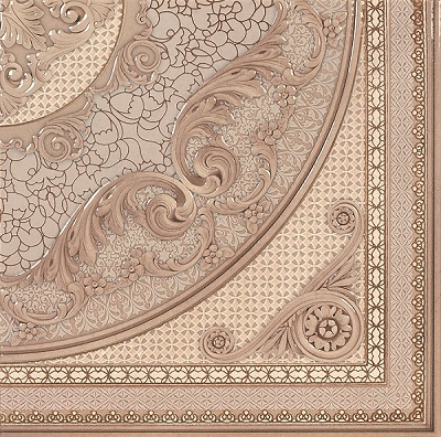 Декоративная плитка Keratile Ariana Esquina Irina 45x45 бежевая матовая с орнаментом