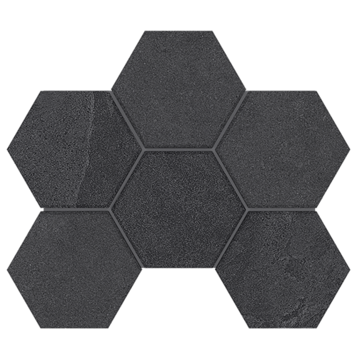 Мозаика Estima Mosaic/LN04_NS/TE04_NS/25x28,5/Hexagon Luna Black 25x28.5 черная неполированная под цемент, чип гексагон