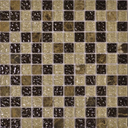 Мозаика Q-Stones 78794496 QSG-037-23/8 30.5x30.5 микс / бежевая / коричневая рельефная / глянцевая под камень