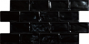Настенная плитка El Molino 600 Space Negro 33.3x66.6 черная глянцевая