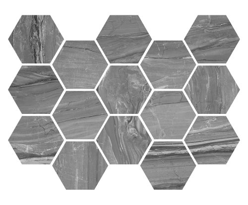 Мозаика Argenta 53039 Eos Argent Hexagon 32.5x22.5 графит полированная под камень