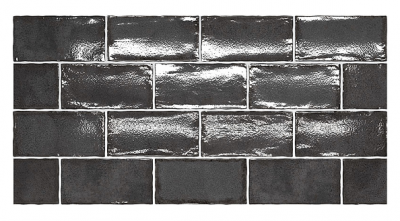 Настенная плитка Equipe 27615 Altea Black 7,5x15 черная глянцевая под камень