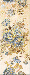 Декоративная плитка Azori 583392001 Arezzo Blue Alba 20.1x50.5 голубая глазурованная матовая флористика