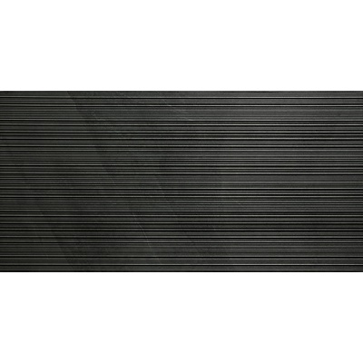 Керамогранит Italgraniti SL05BAR Shale Dark Ribbed 60x120 черный матовый полосы