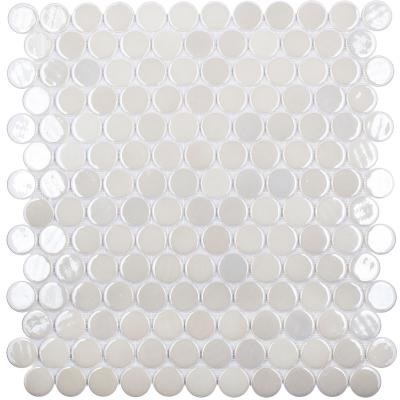 Мозаика Vidrepur С0003359 Circle № 6000 (на сетке) 30.6x31.4 белая глянцевая моноколор, чип круглый