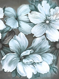 Панно Azori 587192001 Панно Devore Floris 94.5x126 серое глазурованное матовое флористика