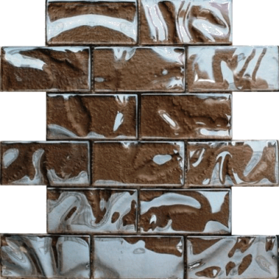 Мозаика NSmosaic S-829 EXCLUSIVE 24.8x29.8 коричневая глянцевая моноколор, чип 48x98 прямоугольный