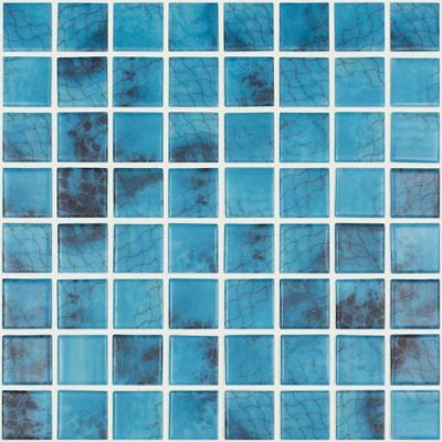 Мозаика Vidrepur С0004166 Nature Olympic №5605 MT (на сетке) 31.7х31.7 голубая глянцевая авантюрин, чип 38x38 квадратный