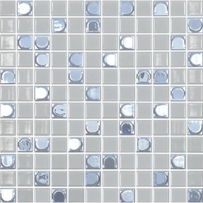 Мозаика Vidrepur С0002050 Aura Mix №109 (на сетке) 31.7x31.7 серая глянцевая / рельефная моноколор, чип 25x25 квадратный
