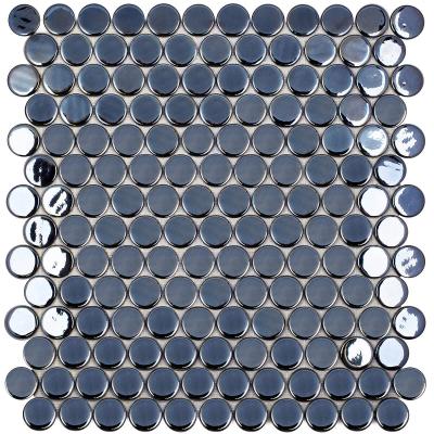 Мозаика Vidrepur С0003360 Circle № 6005 (на сетке) 30.6x31.4 черная глянцевая моноколор, чип круглый