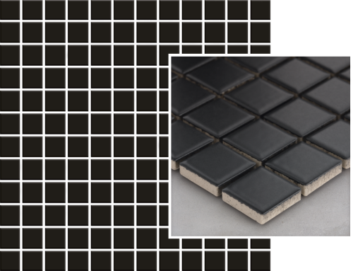 Мозаика Paradyz Albir Nero Mozaika Prasowana K. 29.8x29.8 G1 черная глазурованная матовая / противоскользящая, чип 23x23 квадратный