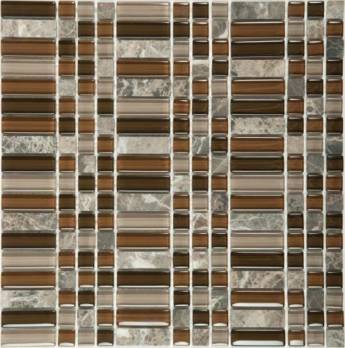 Мозаика NSmosaic S-809 EXCLUSIVE 30.5x30.5 коричневая глянцевая под камень / моноколор, чипы разноформатные