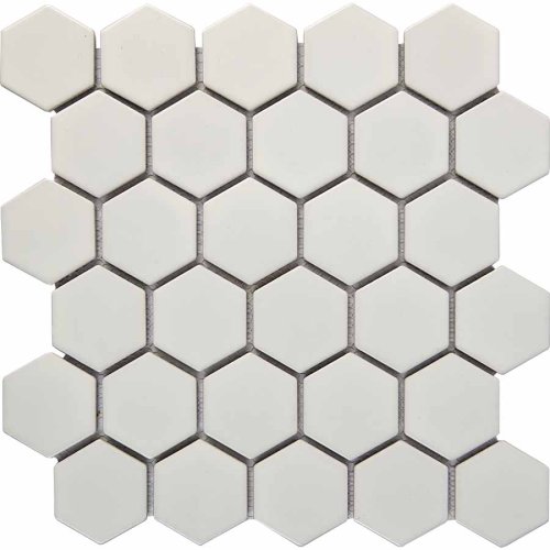 Мозаика Pixel mosaic PIX610 из керамогранита 27x28.5 белая матовая моноколор, чип 51х59 мм гексагон