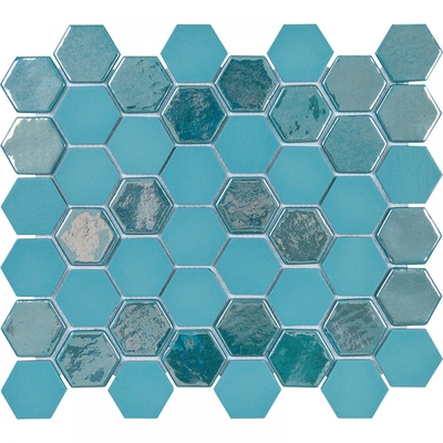 Мозаика Togama TURQUOISE 6 Sixties 29.8x33 бирюзовая / синяя глянцевая / матовая с орнаментом