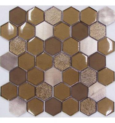 Мозаика Hexagon Brown Metal 30x30