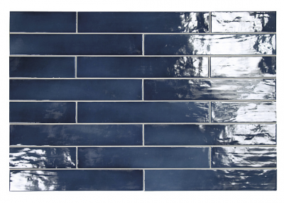 Настенная плитка Equipe 26930 Manacor Ocean Blue 6,5x40 синяя глянцевая моноколор