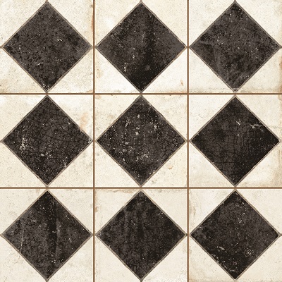 Плитка Peronda 0100531651 FS Arles Black LT 33x33 белая / черная матовая / структурированная под геометрию
