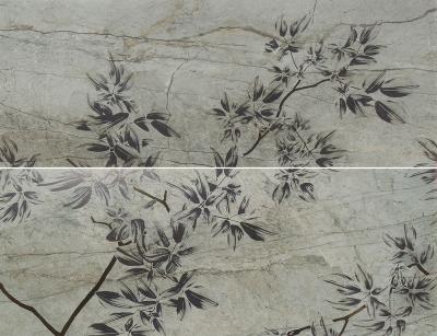 Керамогранит Fanal Dec Essence Autumn Grey A Nplus 89x118.2 серый полированный металл / орнамент / растительность