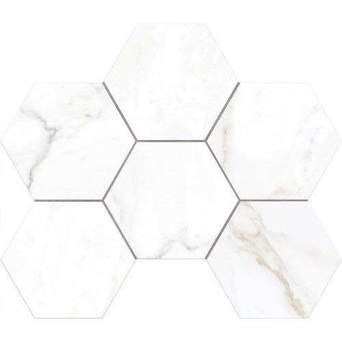 Мозаика Estima Mosaic/ID01_PS/25x28,5/Hexagon Ideal White 25x28.5 белая полированная под камень, чип гексагон