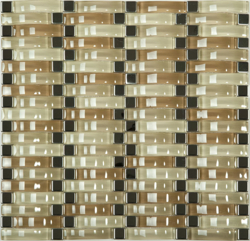 Мозаика NSmosaic S-813 EXCLUSIVE 31х31.3 бежевая глянцевая оттенки цвета, чипы разноформатные