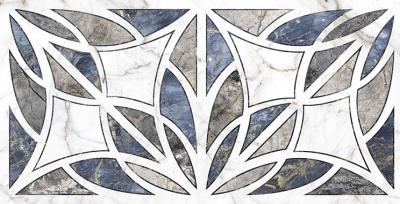 Керамогранит QUA Granite Floreale Full Lappato 60x120 белый / синий / серый полированный под камень / орнамент
