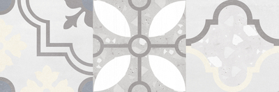 Настенная плитка Laparet х9999219597 Woody 75x25 серая глазурованная матовая с узорами