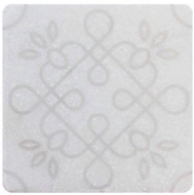 Декор Stone4Home С0002617 White Marble Motif №1 10x10 белый матовый с орнаментом