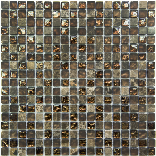 Мозаика NSmosaic S-834 EXCLUSIVE 30.5x30.5 коричневая матовая под камень, чип 15x15 квадратный