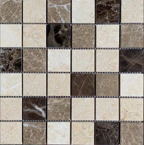 Мозаика Marble Mosaic Mosaic square 48X48 Mix Stone 1 Pol 30.5x30.5 микс бежевая / коричневая полированная под камень, чип 48x48 квадратный