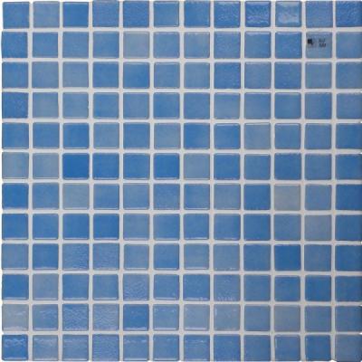 Мозаика Vidrepur Colors 501 (на бумаге) 31.7х31.7 голубая глянцевая оттенки цвета, чип 25x25 квадратный