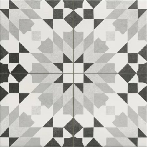 Керамогранит ковер Realonda Marrakech Grey 44.2x44.2 бело-серый глазурованный матовый с орнаментом