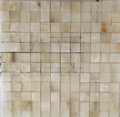 Мозаика Marble Mosaic Square 23x23 Onyx White Pol 30x30 кремовая полированная под камень, чип 23x23 квадратный