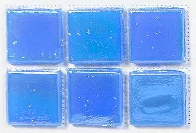Мозаика Rose Mosaic WJ17+1 Casablanca / Galaxy 31.8x31.8 голубая глянцевая перламутр, чип 10x10 квадратный