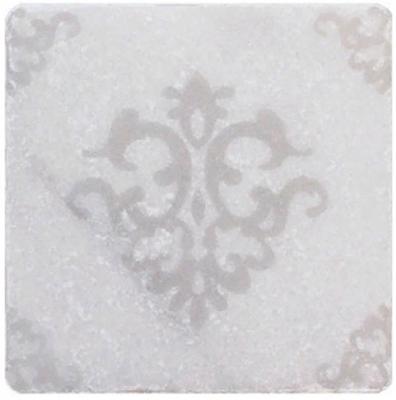 Декор Stone4Home С0002619 White Marble Motif №3 10x10 белый матовый с орнаментом