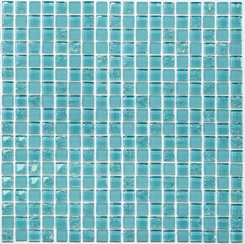 Мозаика NSmosaic S-842 EXCLUSIVE 30.5x30.5 голубая глянцевая моноколор, чип 15x15 квадратный