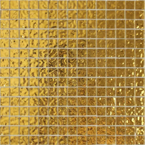 Мозаика Rose Mosaic GR02G Gold 32.7x32.7 золотая глянцевая под металл, чип 10x10 квадратный