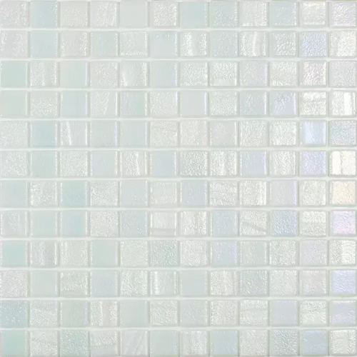 Мозаика Vidrepur С0002984 Fusion White (на сетке) 31.7x31.7 белая глянцевая перламутр / авантюрин, чип 25x25 квадратный