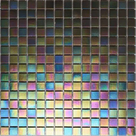 Мозаика Rose Mosaic WB09 Rainbow 31.8x31.8 зеленая глянцевая перламутр, чип 15x15 квадратный