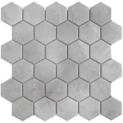 Мозаика Star Mosaic PMMT82457 / С0003708 Hexagon Small Marble Grey Matt 27.1x28.2 серая матовая под камень, чип 51x59 мм гексагон
