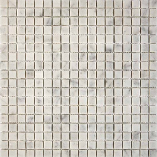 Мозаика Pixel mosaic PIX239 из мрамора Bianco carrara 30x30 серая матовая под мрамор, чип 15х15 мм квадратный