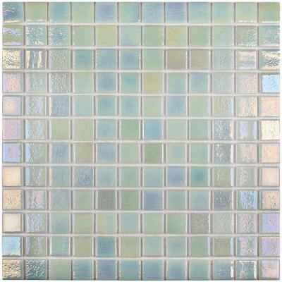 Мозаика Vidrepur С0002271 Shell № 554 (на сетке) 31.7x31.7 голубая глазурованная глянцевая оттенки цвета / перламутр, чип 25x25 квадратный