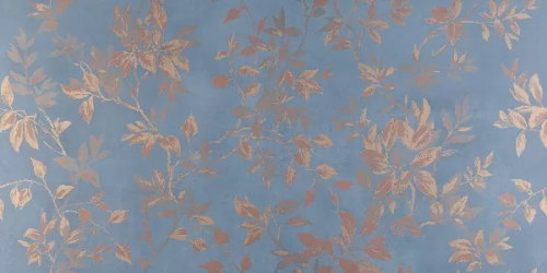 Керамогранит Pamesa 041.087.0158.11448 Nara Eleganza Blu Rect. 60x120 синий матовый с листьями