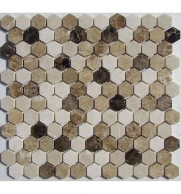 Мозаика FK Marble 35055 Hexagon Mix Emperador 29.5x28 микс полированная