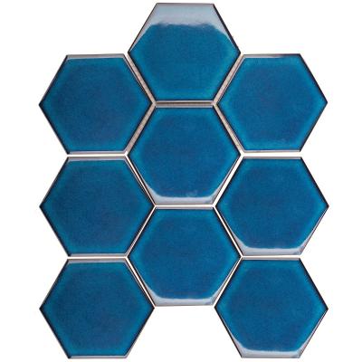 Мозаика Star Mosaic JJFQ80048 / С0004060 Hexagon big Deep Blue Glossy 25.6х29.5 голубая глянцевая моноколор, чип 95x110 мм гексагон