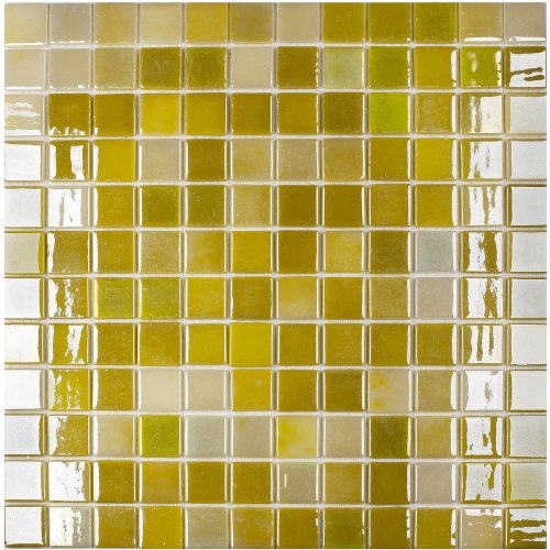 Мозаика Vidrepur 1043432 Lux № 401 31.7х31.7 желтая глянцевая оттенки цвета, чип 25х25 мм квадратный