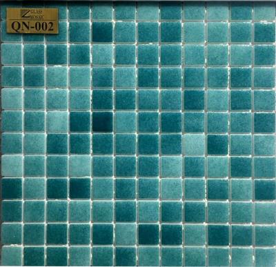 Мозаика Gidrostroy Glass Mosaic QN-002 31.7x31.7 стеклянная бирюзовая глянцевая, чип 25x25 квадратный