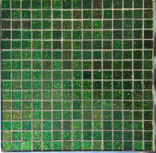 Мозаика Rose Mosaic F155 Shiny 32.7x32.7 зеленая глянцевая с искрящимся эффектом, чип 20x20 квадратный