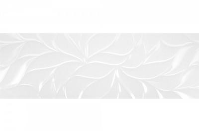 Настенная плитка Absolut Keramika Leaves Stryn Rectificado 30x90 белая матовая с орнаментом